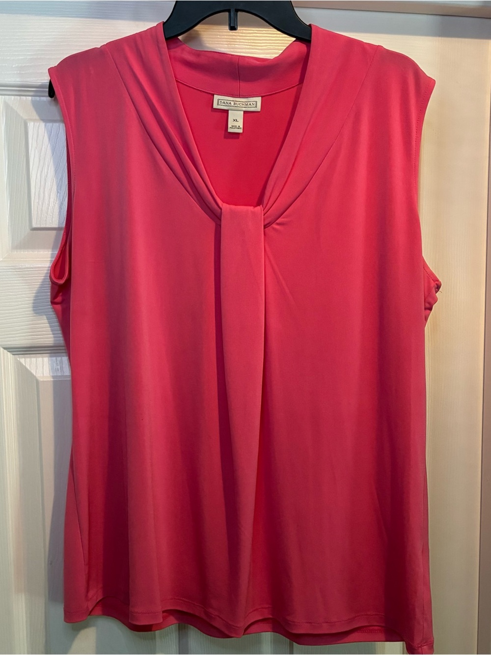 Dana Buchman  Pink Sleeveless V-Neck Drape Front Top